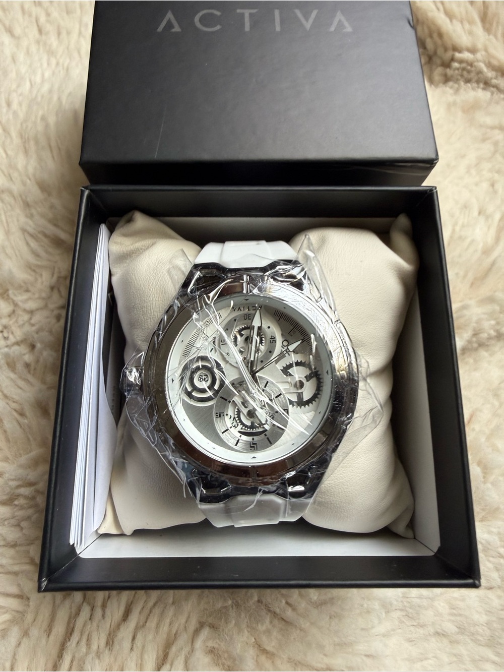 Activa White Men's Skeleton Dial Watch